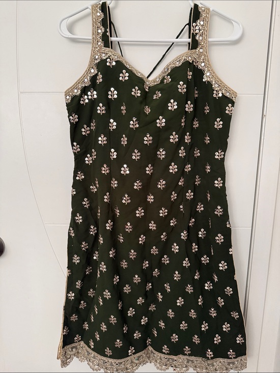 Other - Embellished Dark Green Sleeveless Indian sharara suit with Gold Accents